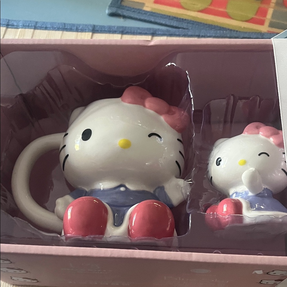 Hello Kitty Pink and Blue Mug & Figurine Set